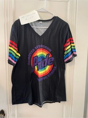 Black Pride Rainbow Graphic V-Neck Tee